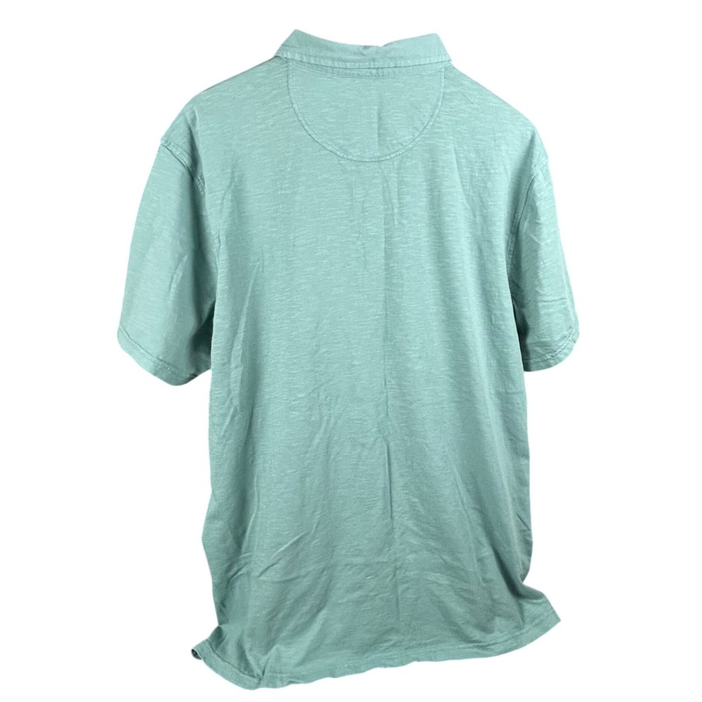 Toad&Co Mens XXL Short Sleeve Slub Knit Polo Shirt Teal Green Chest Pocket - Picture 2 of 5